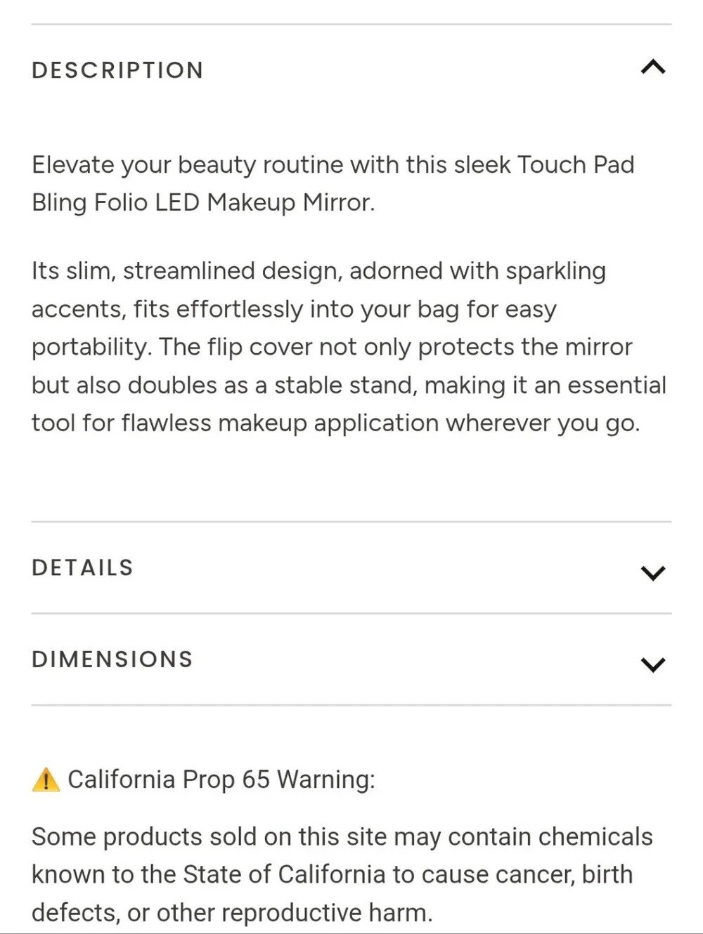 Impressions Touch Pad Bling Folio LED Makeup Mirror- Gunmetal
